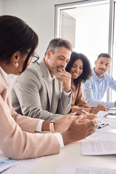 Business team collaborating in an office